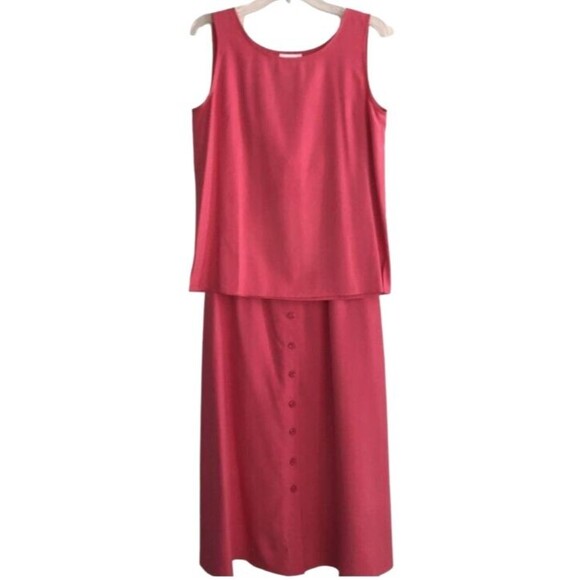 VTG Talbots Pure Silk Tank Top & Skirt Sz 10-12 Y2k Elegant Matching 2 Piece Set - Picture 1 of 14